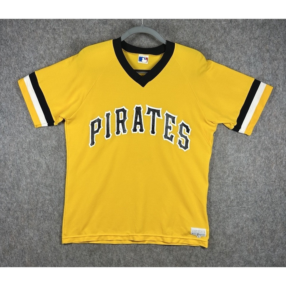 Vintage Pittsburgh Pirates MLB Sand Knit Jersey USA Yellow Mens Size Large